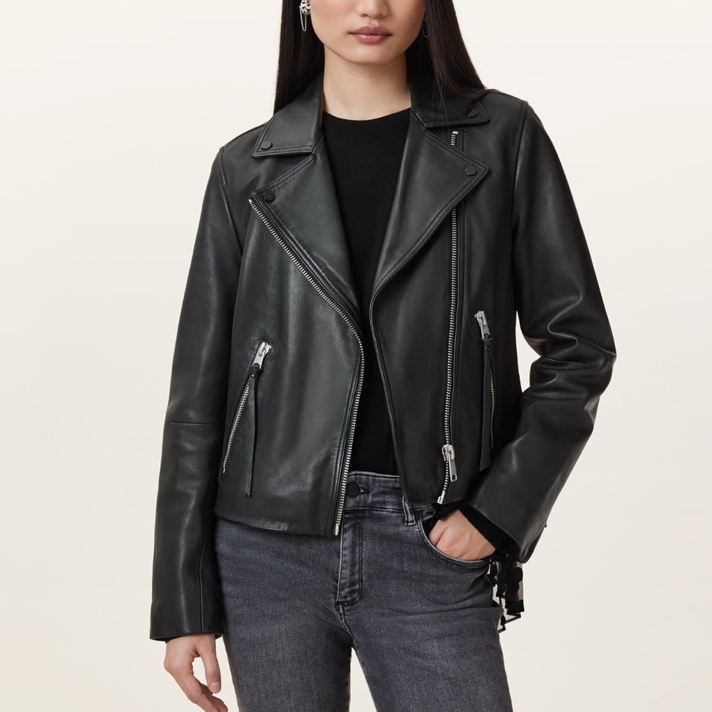 All Saints Dalby Slim Fit Leather Biker Jacket Us2